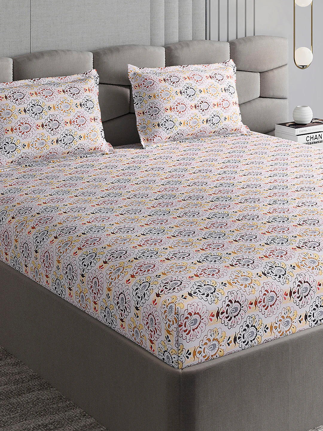 155 GSM Micro Double Bed 1 Bedsheet with 2 Pillow Cover (Clare)
