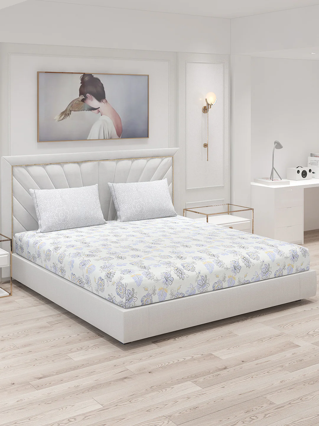 200 TC Cotton Double Bed Bedsheet with 2 Pillow Covers