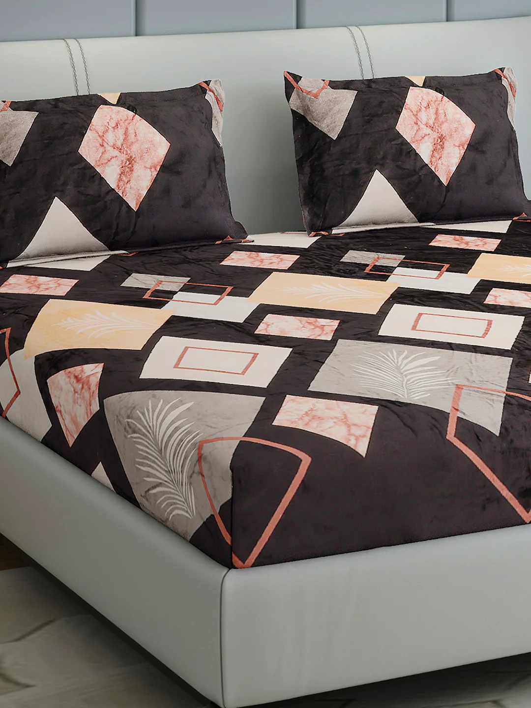 247 GSM 100% Polyester King Bed 1 Bedsheet with 2 Pillow Cover (Teresa)