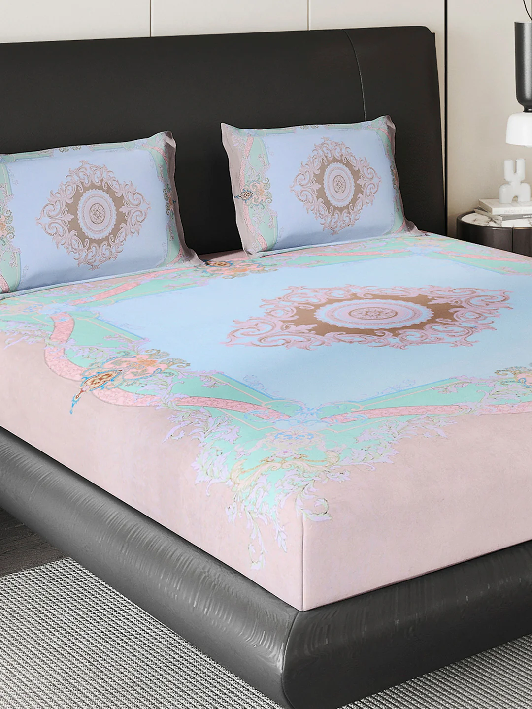 252 GSM 100% Polyester King Bed 1 Bedsheet with 2 Pillow Cover (Urban)