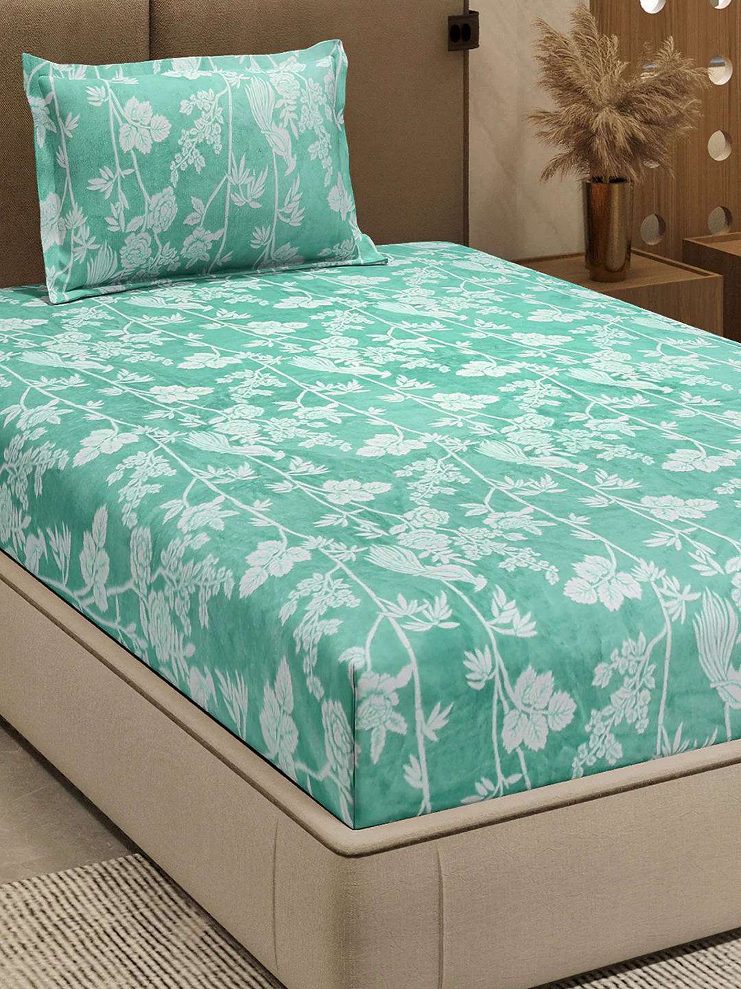264 GSM 100% Polyester Single Bed 1 Bedsheet with 1 Pillow Cover (Nixie Piece)