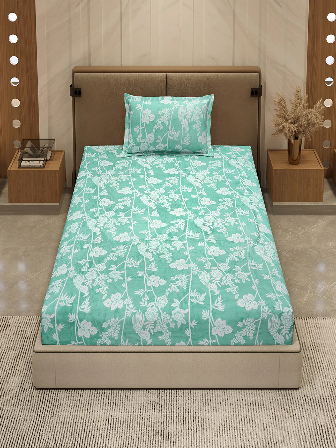 264 GSM 100% Polyester Single Bed 1 Bedsheet with 1 Pillow Cover (Nixie Piece) - Image 3