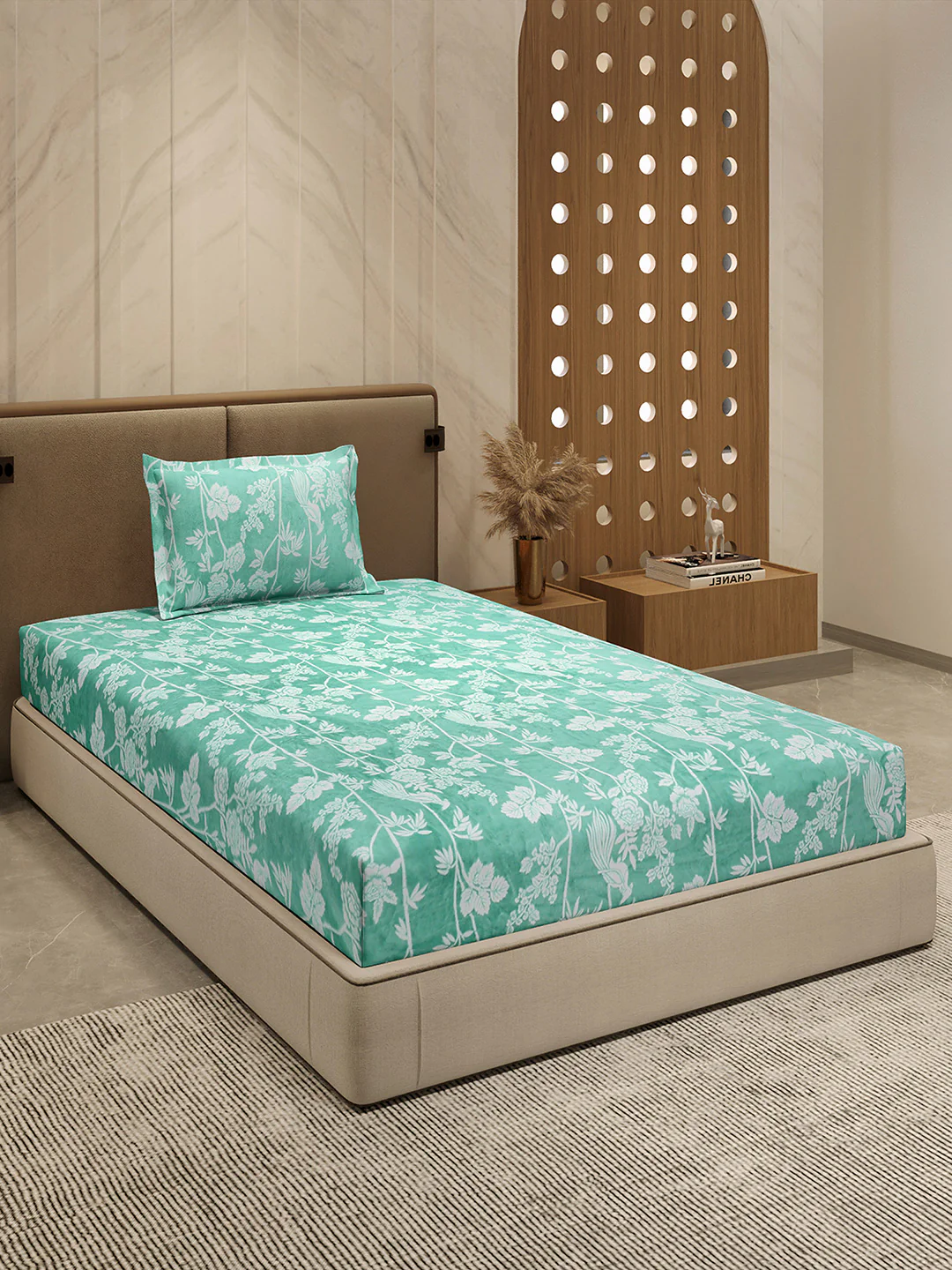 264 GSM 100% Polyester Single Bed 1 Bedsheet with 1 Pillow Cover (Nixie Piece) - Image 4