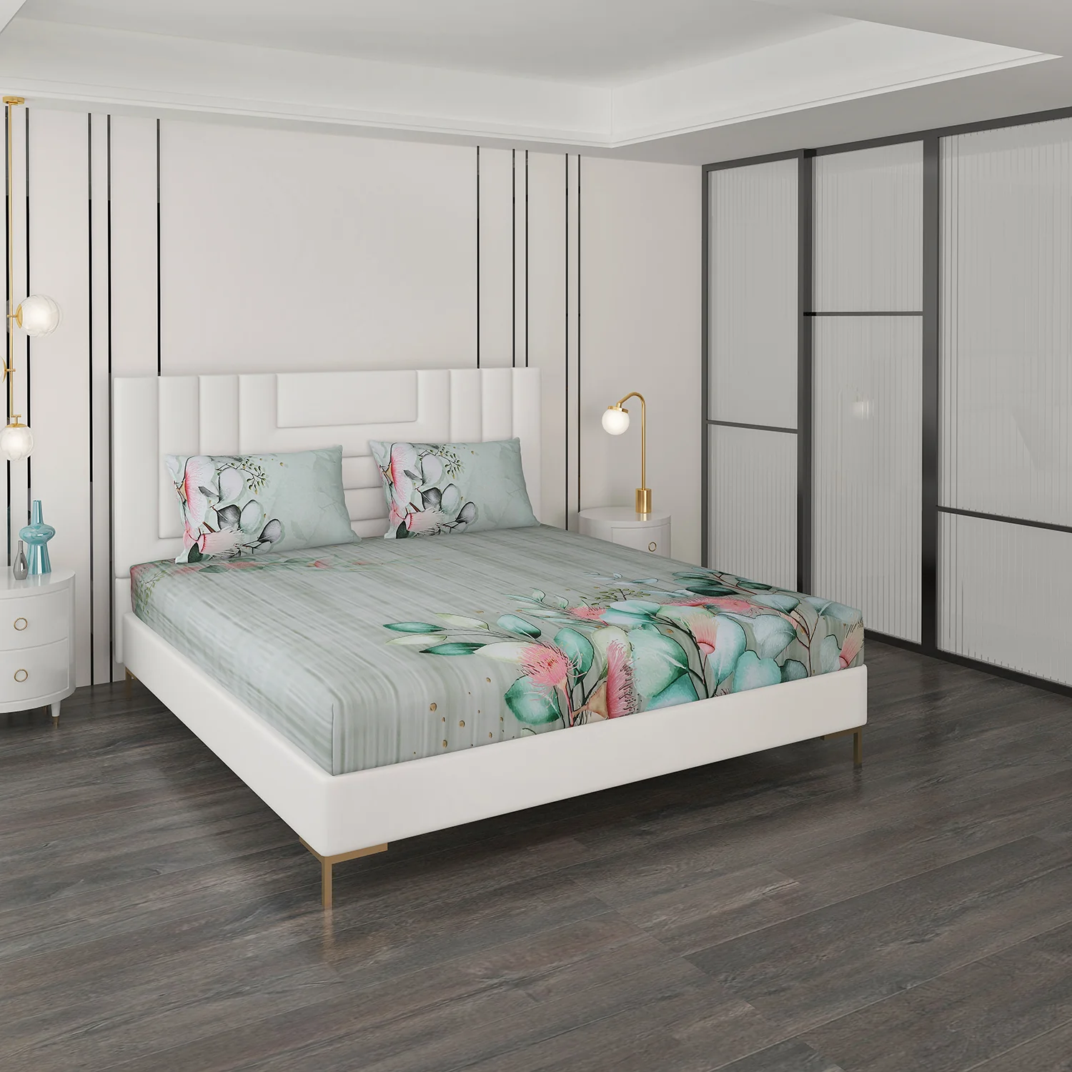 300 TC Cotton Double Bedsheet with 2 Pillow Covers