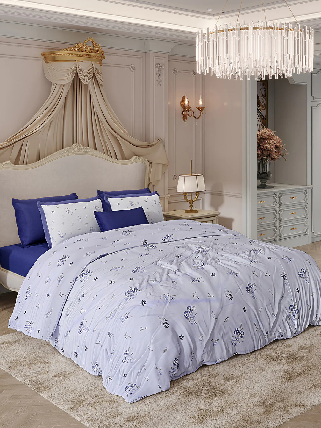 300 TC Cotton King Size Luxury 7 Pc Bedding Set (Heritage)