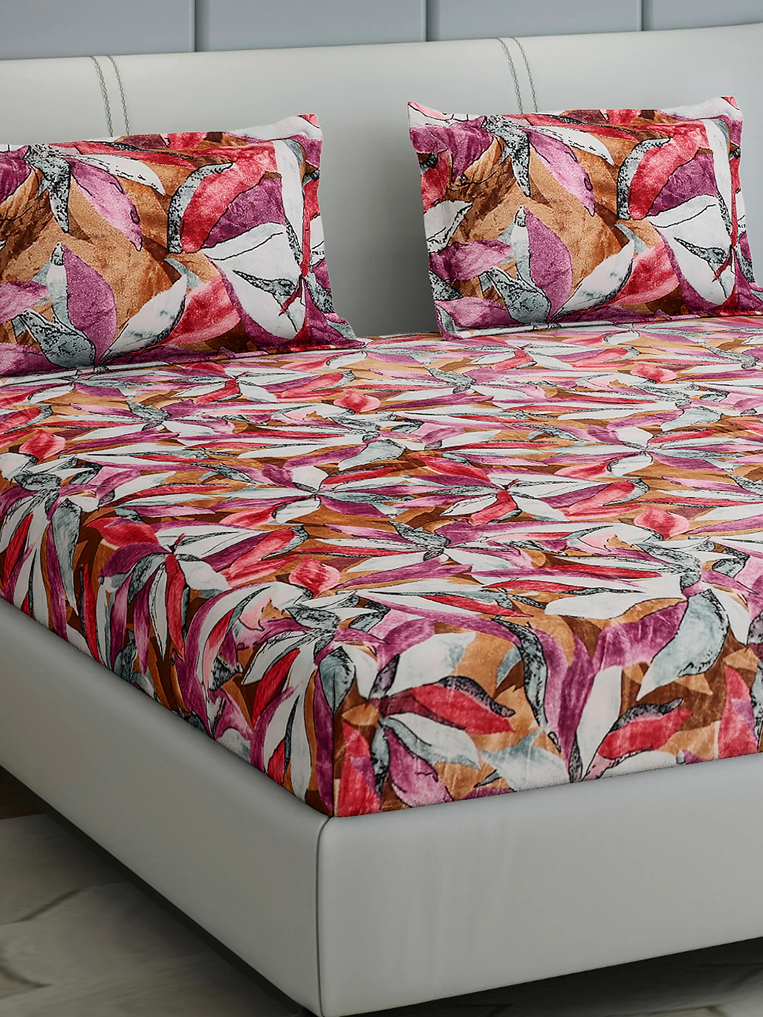 349 GSM 100% Polyester King Bed 1 Bedsheet with 2 Pillow Cover (Carnival)