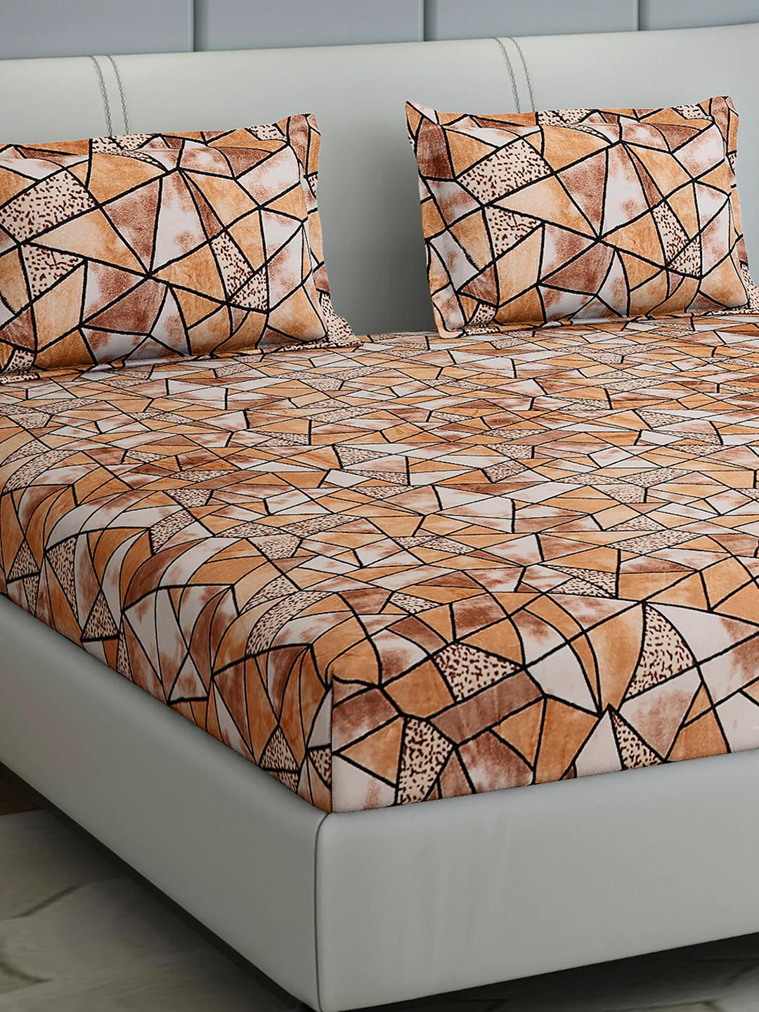 349 GSM 100% Polyester King Bed 1 Bedsheet with 2 Pillow Cover (Carnival)