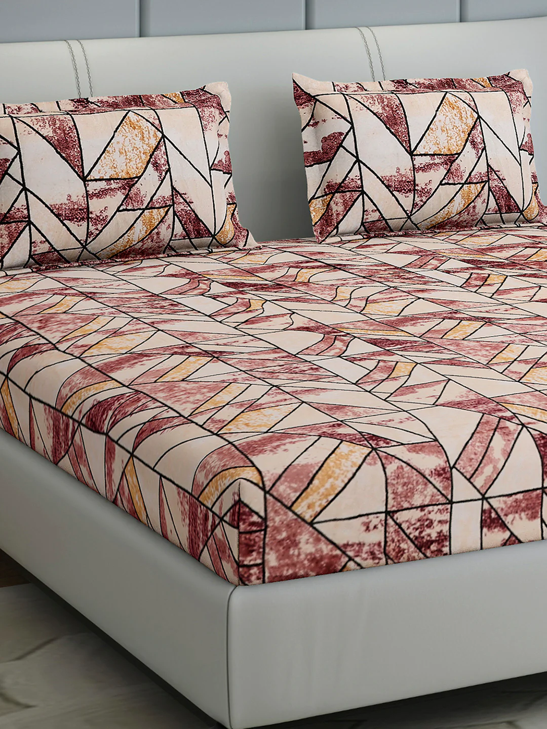 349 GSM 100% Polyester King Bed 1 Bedsheet with 2 Pillow Cover (Carnival)