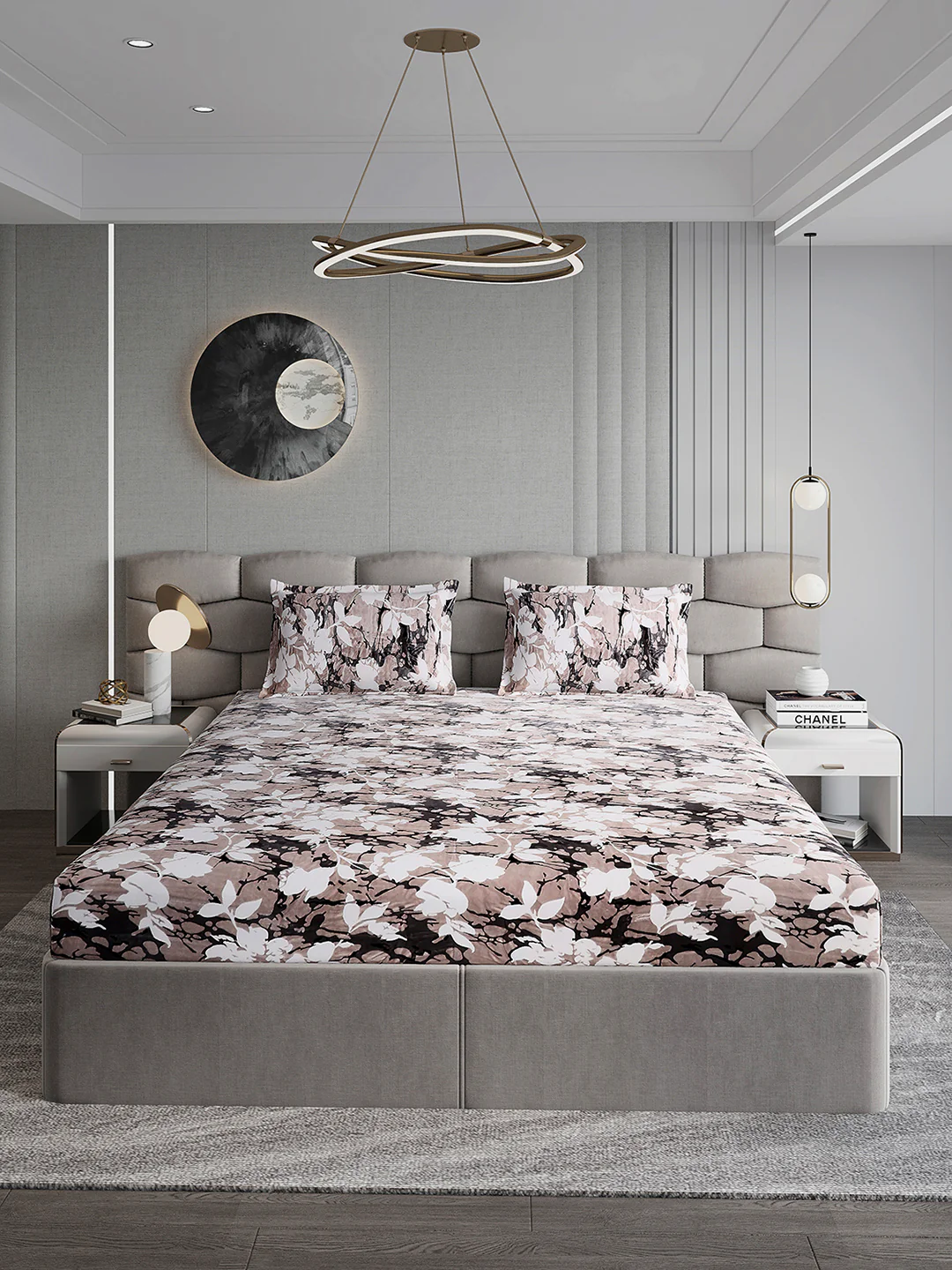 371 GSM 100% Polyester King Bed 1 Bedsheet with 2 Pillow Cover (Rubina King) - Image 2