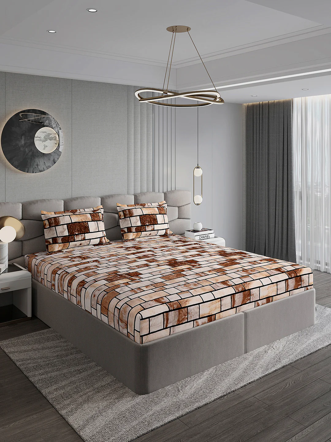 371 GSM 100% Polyester King Bed 1 Bedsheet with 2 Pillow Cover (Rubina King) - Image 4