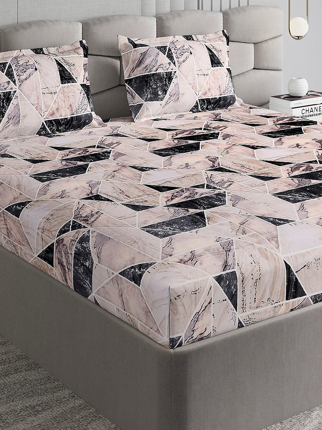 371 GSM 100% Polyester King Bed 1 Bedsheet with 2 Pillow Cover (Rubina King)