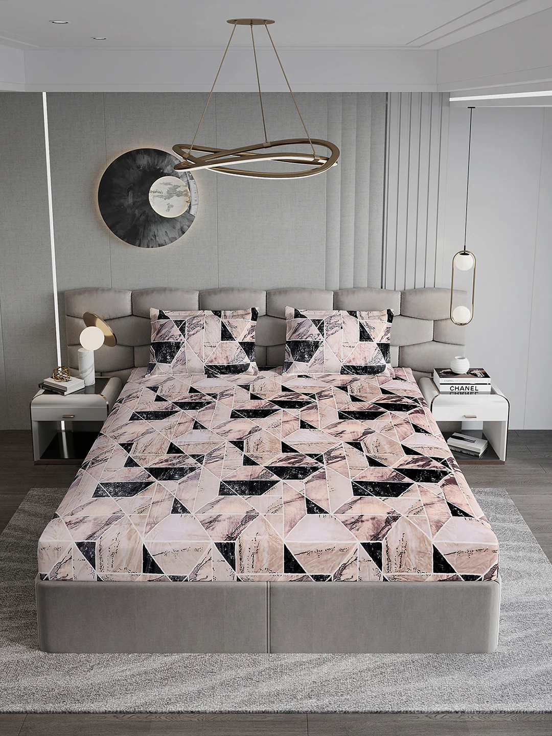 371 GSM 100% Polyester King Bed 1 Bedsheet with 2 Pillow Cover (Rubina King) - Image 3