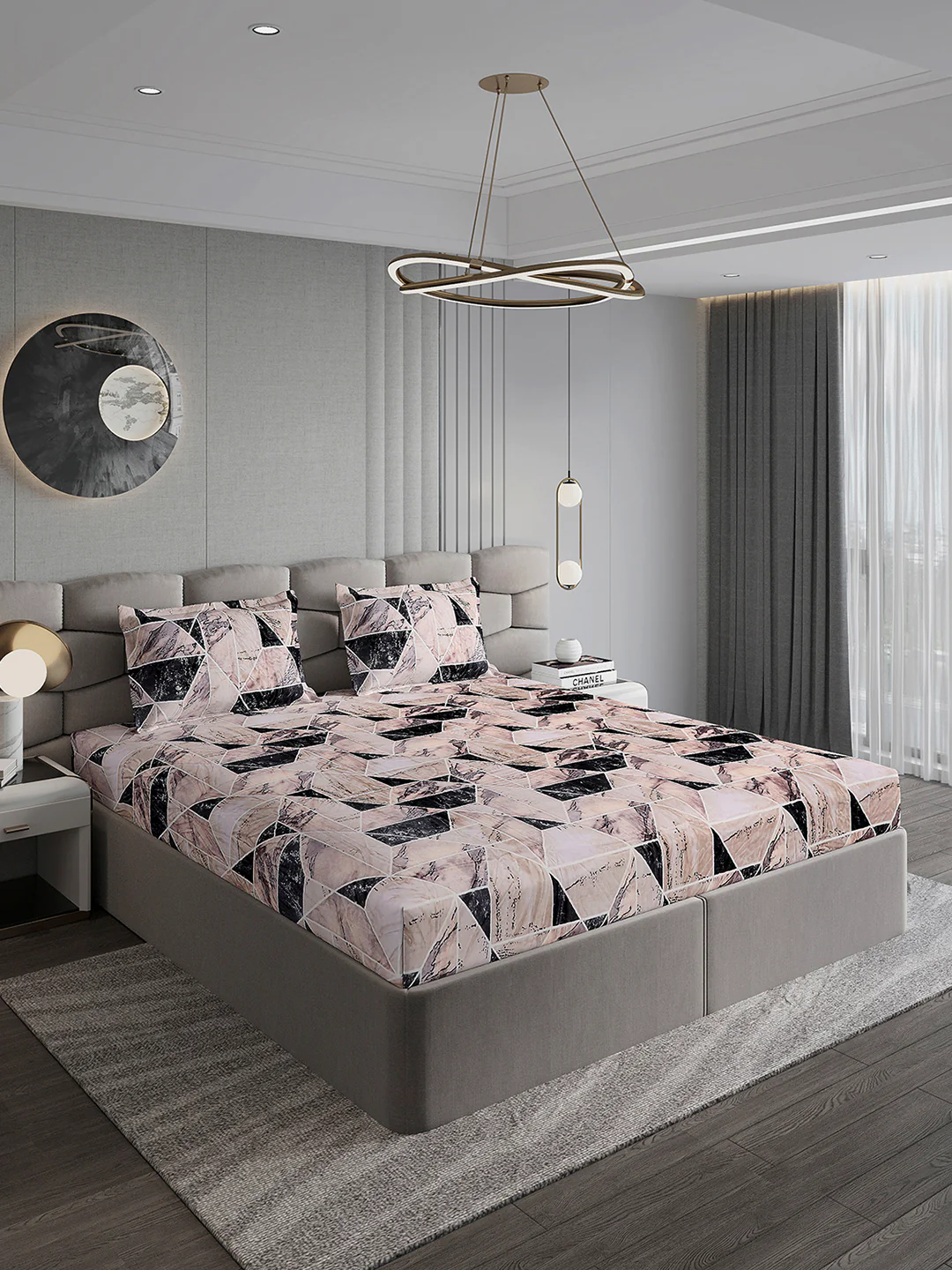 371 GSM 100% Polyester King Bed 1 Bedsheet with 2 Pillow Cover (Rubina King) - Image 4