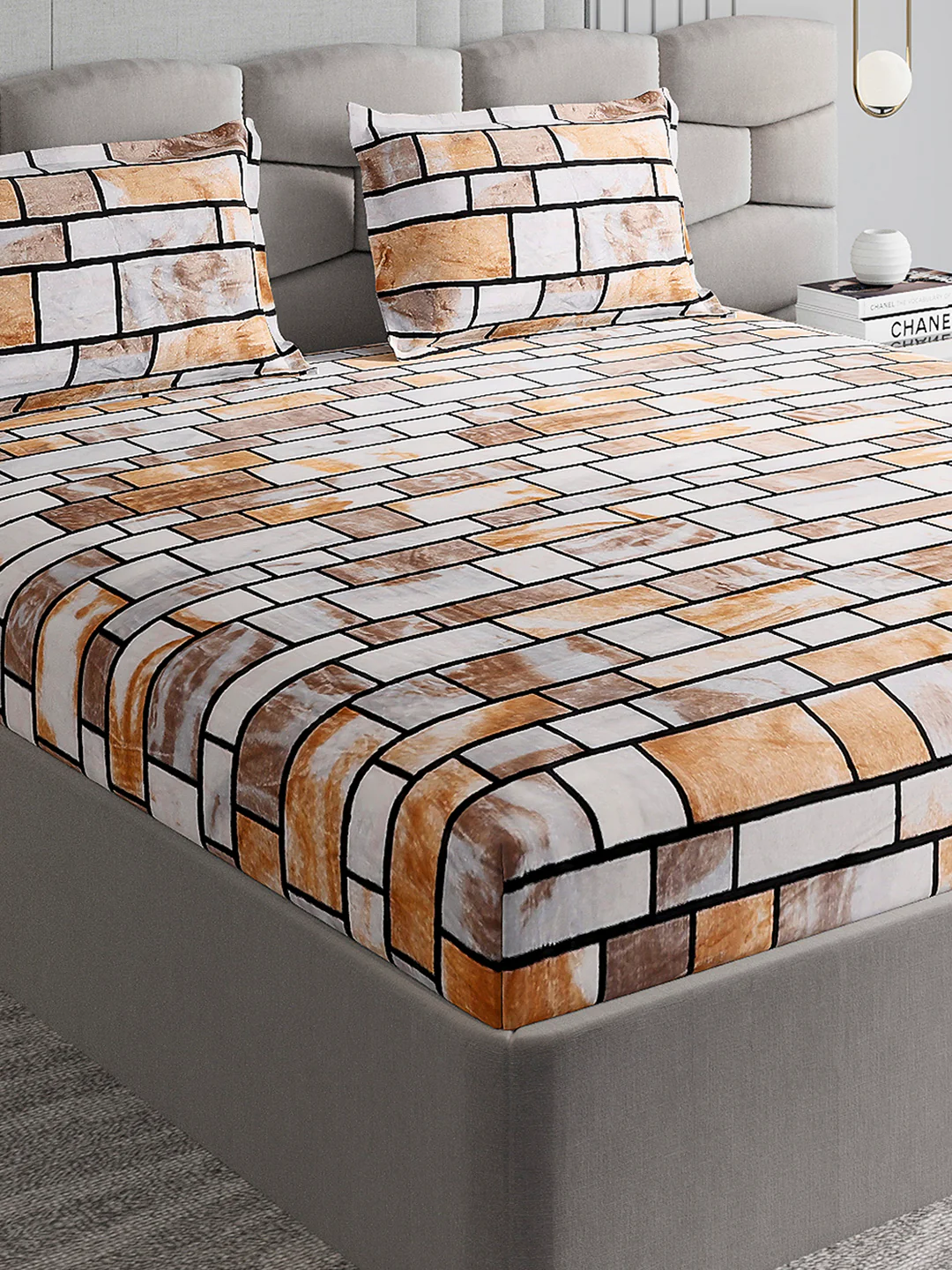 404 GSM 100% Polyester Double Bed 1 Bedsheet with 2 Pillow Cover (Ruby Gold)