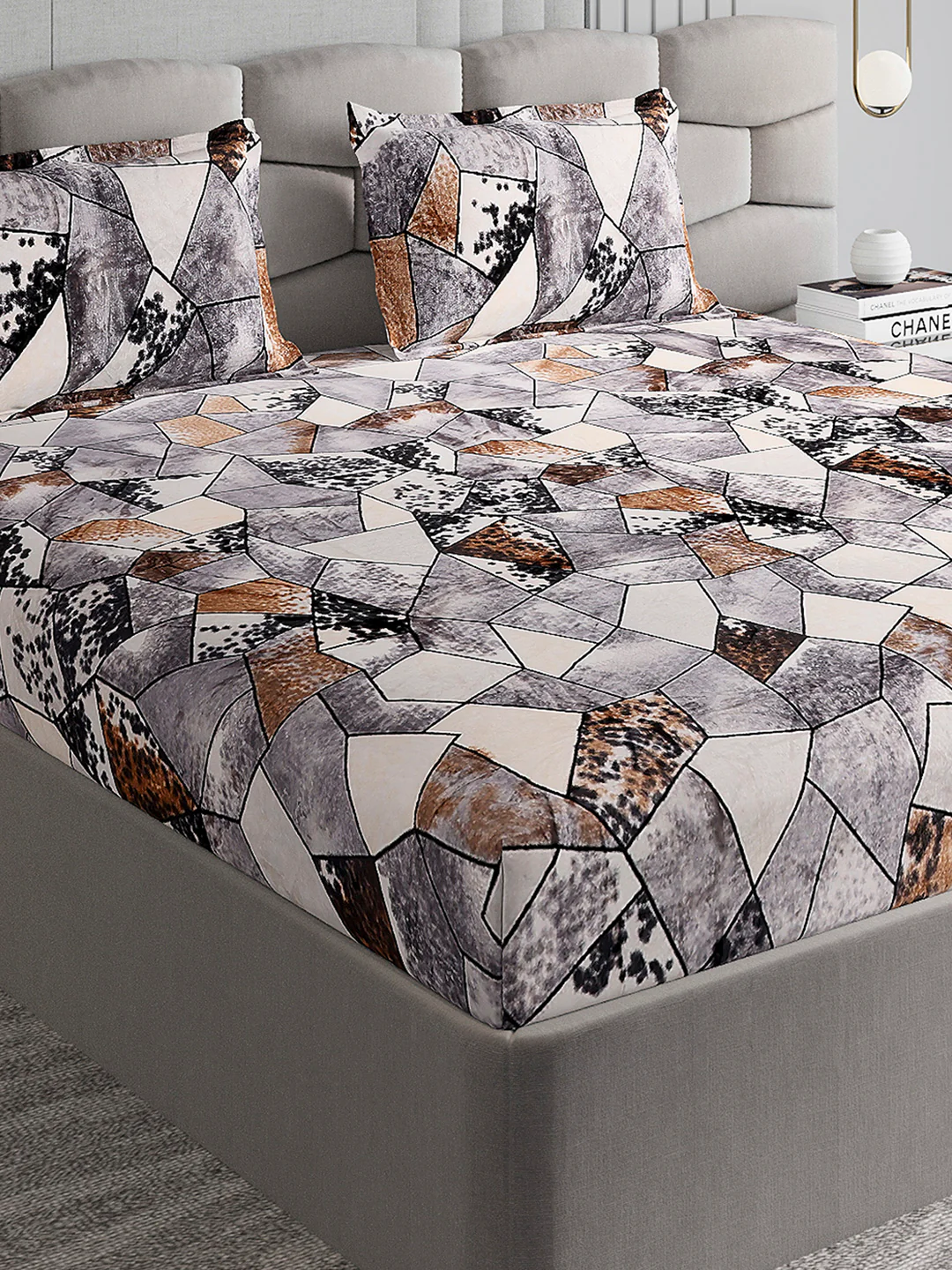 404 GSM 100% Polyester Double Bed 1 Bedsheet with 2 Pillow Cover (Ruby Gold)