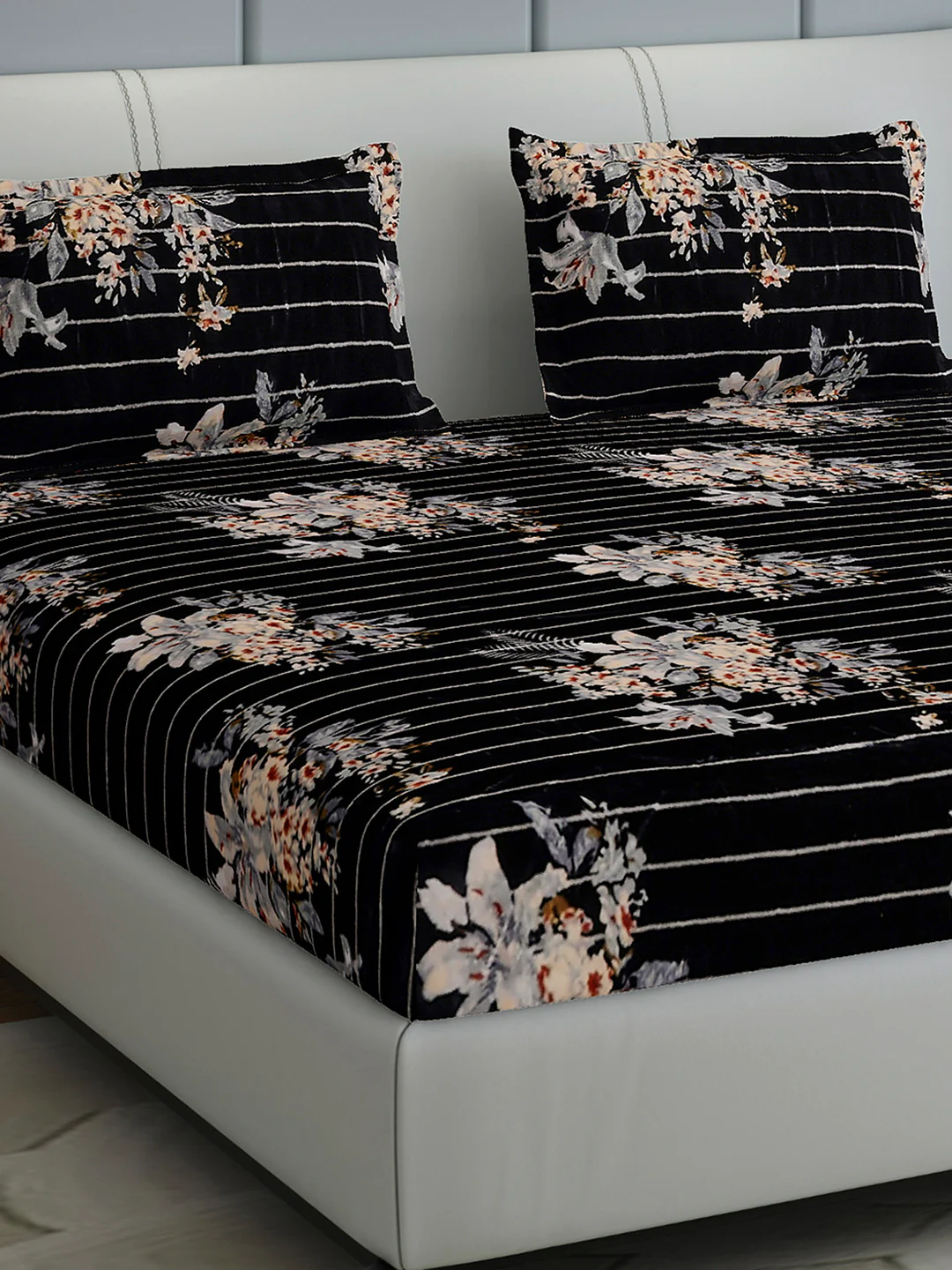 413 GSM 100% Polyester King Bed 1 Bedsheet with 2 Pillow Cover (Aura)