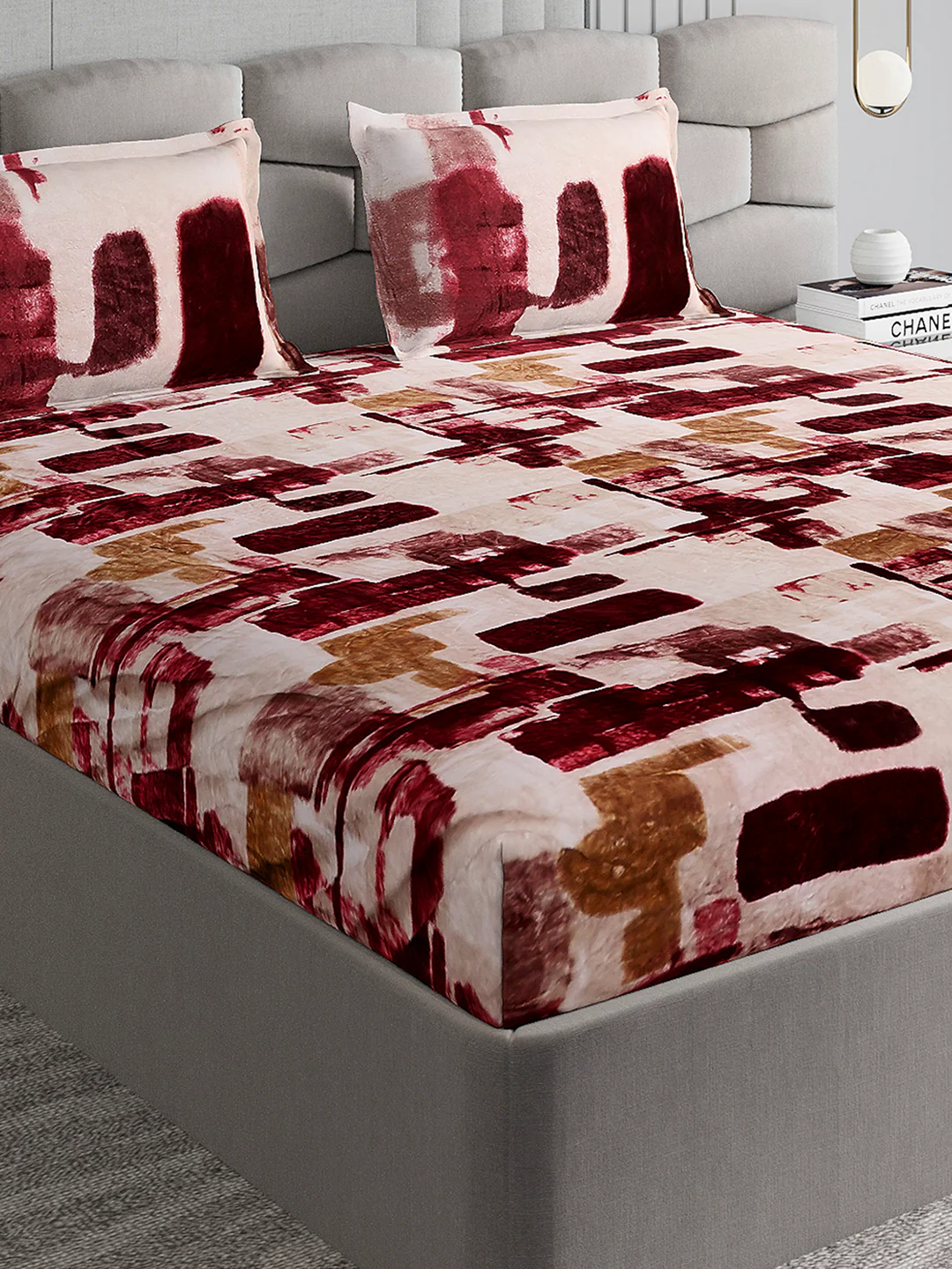 495 GSM 100% Polyester King Bed 1 Bedsheet with 2 Pillow Cover (Gold Mine)
