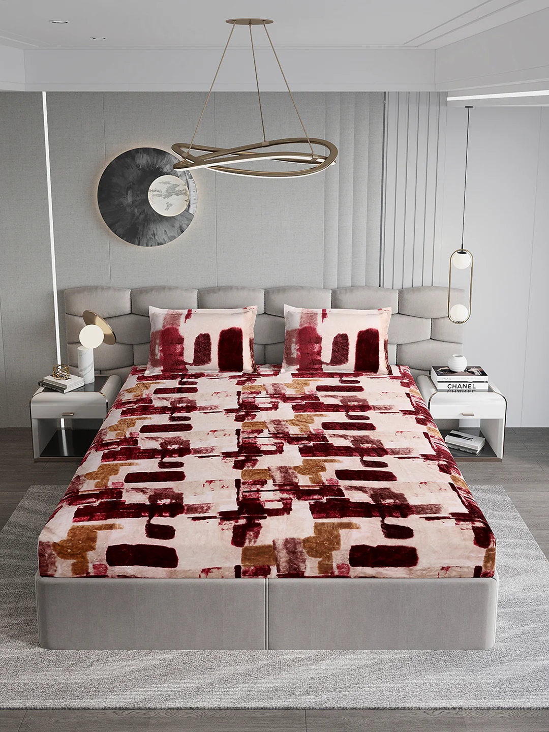495 GSM 100% Polyester King Bed 1 Bedsheet with 2 Pillow Cover (Gold Mine) - Image 3