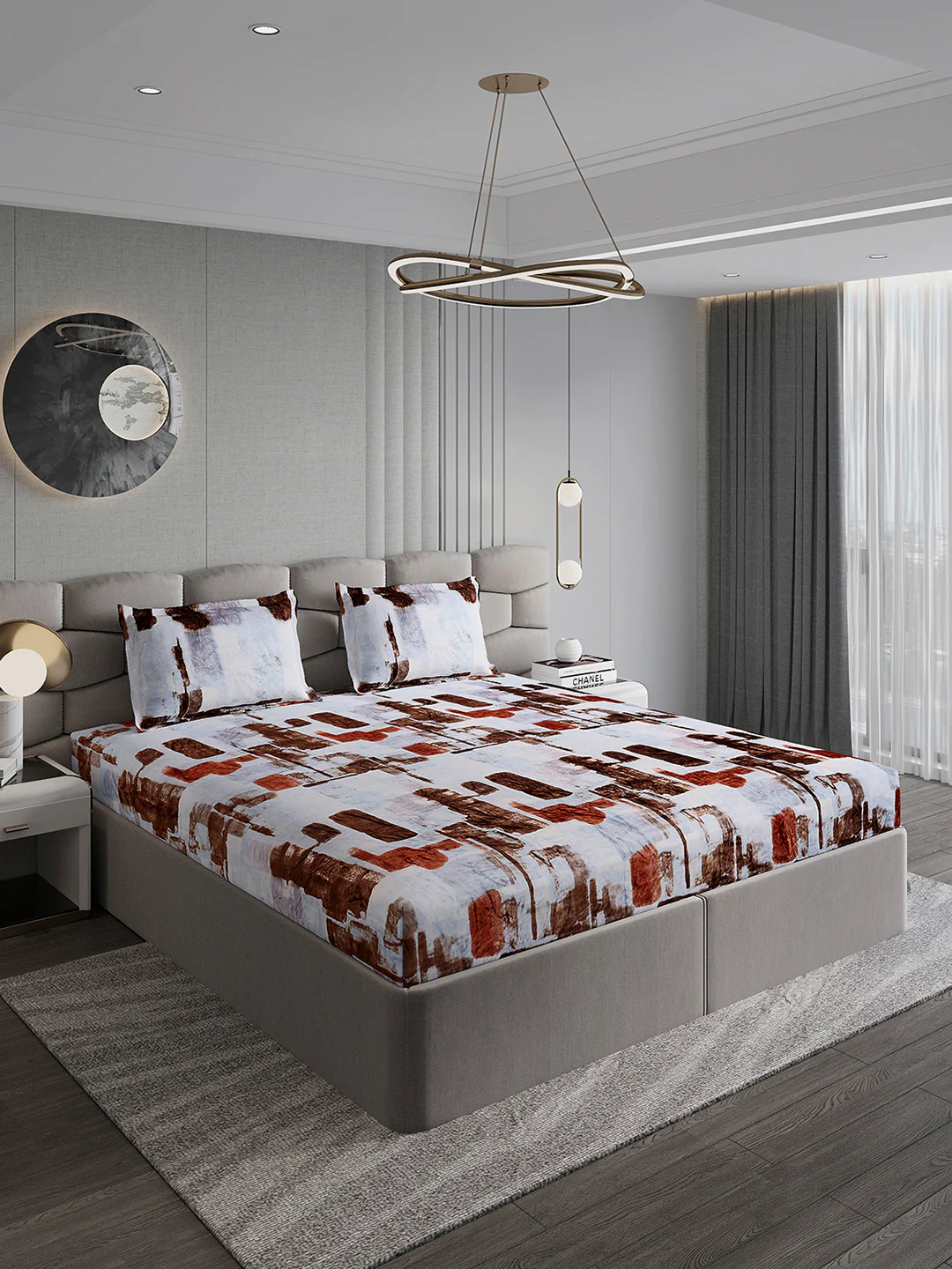 495 GSM 100% Polyester King Bed 1 Bedsheet with 2 Pillow Cover (Gold Mine) - Image 4