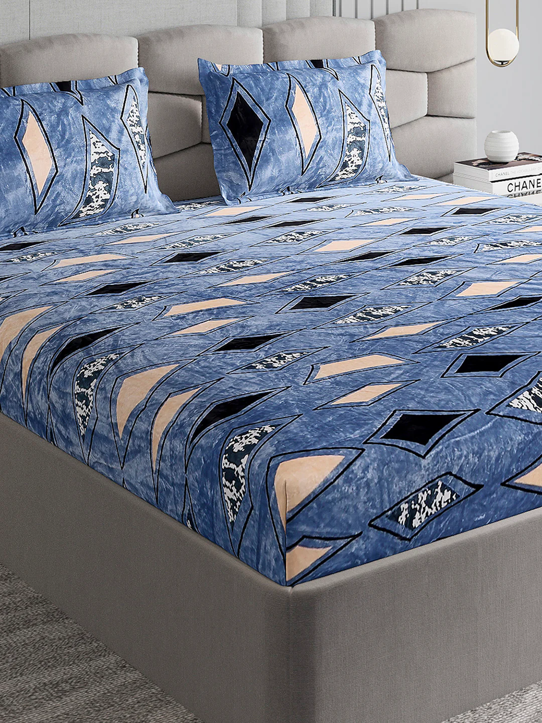 495 GSM 100% Polyester King Bed 1 Bedsheet with 2 Pillow Cover (Gold Mine)