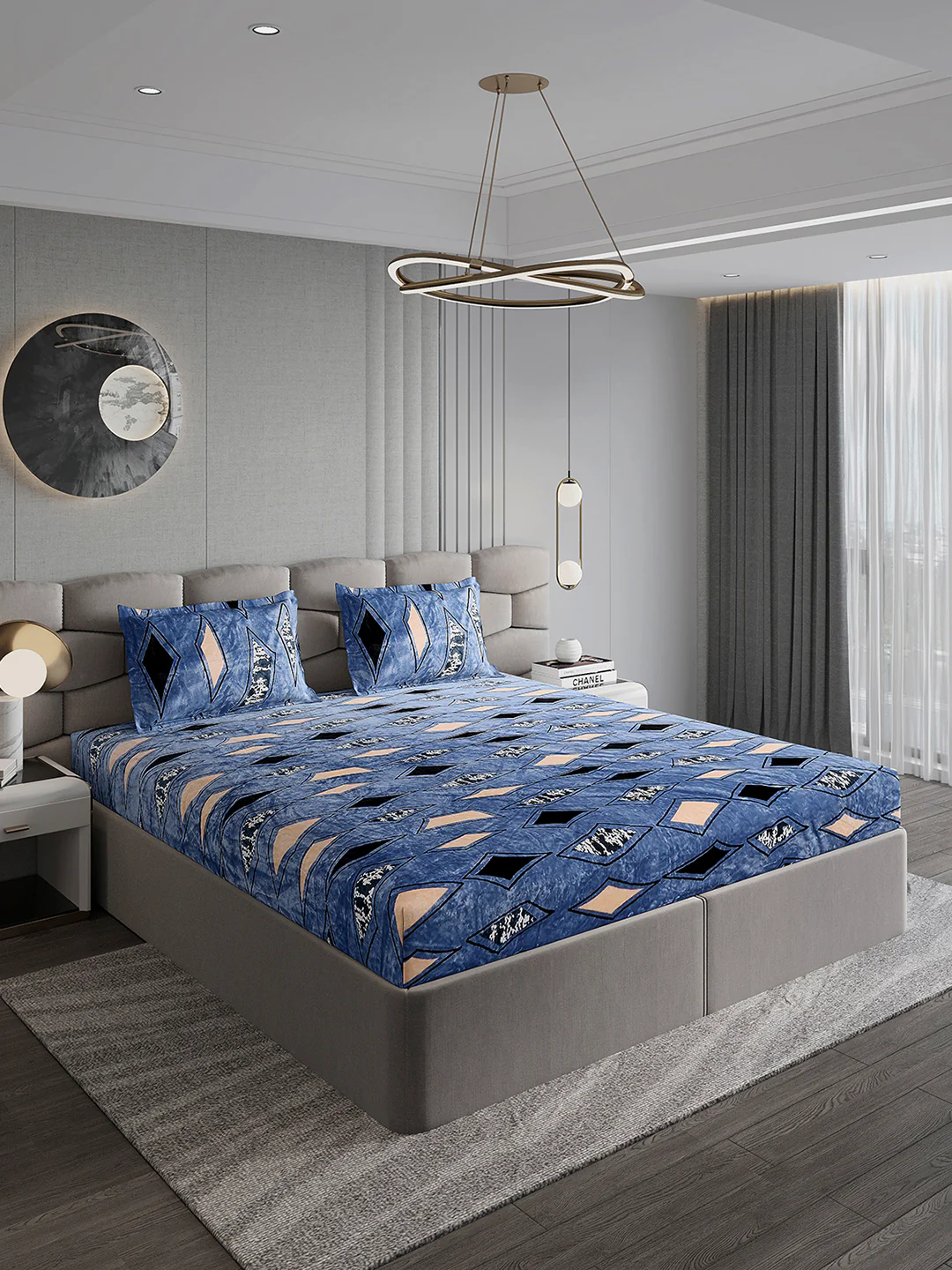 495 GSM 100% Polyester King Bed 1 Bedsheet with 2 Pillow Cover (Gold Mine) - Image 4