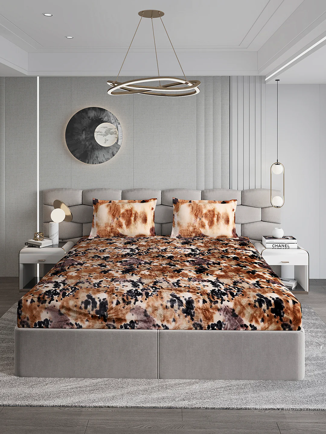 495 GSM 100% Polyester King Bed 1 Bedsheet with 2 Pillow Cover (Gold Mine) - Image 2