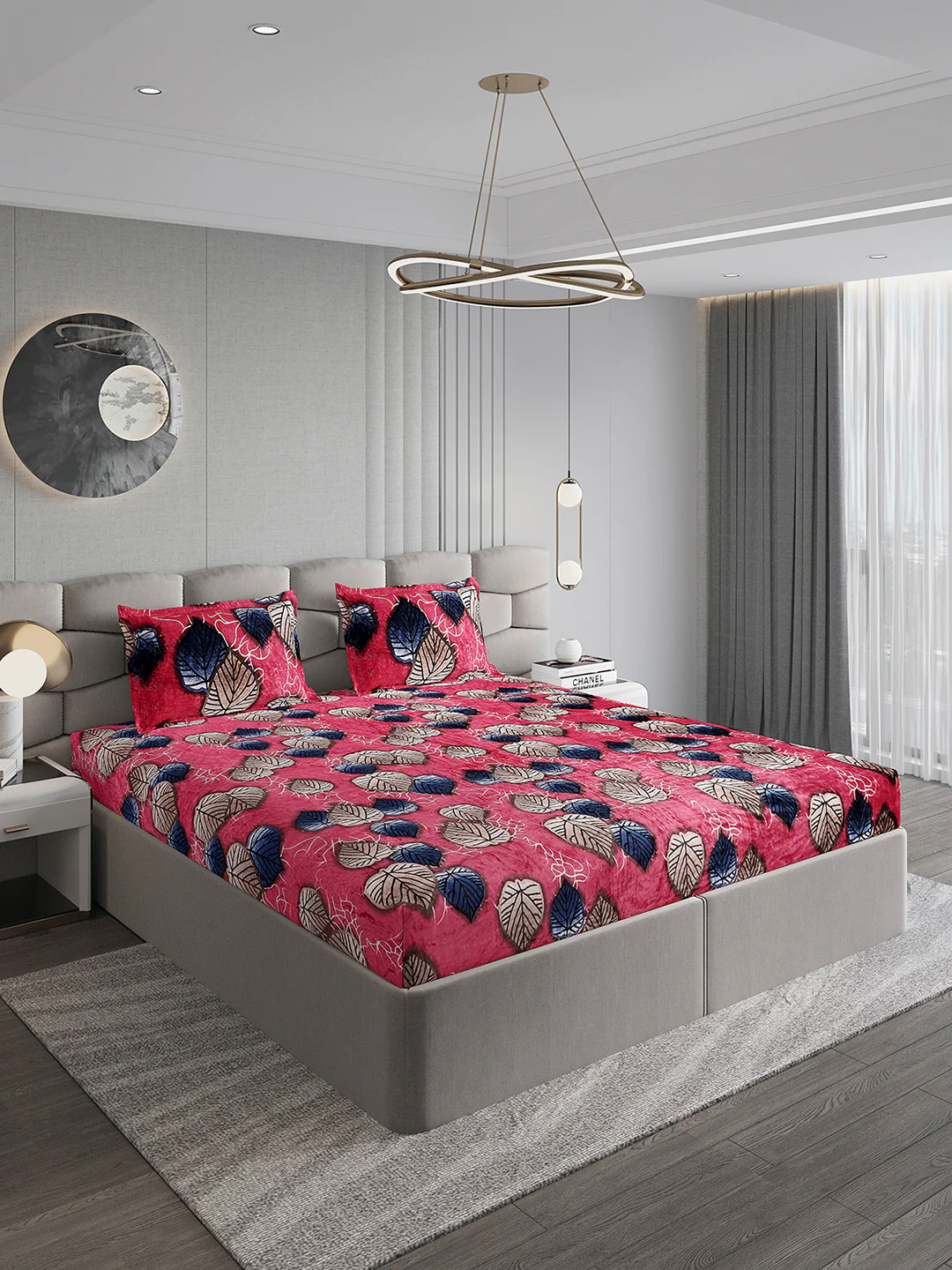 495 GSM 100% Polyester King Bed 1 Bedsheet with 2 Pillow Cover (Gold Mine) - Image 4