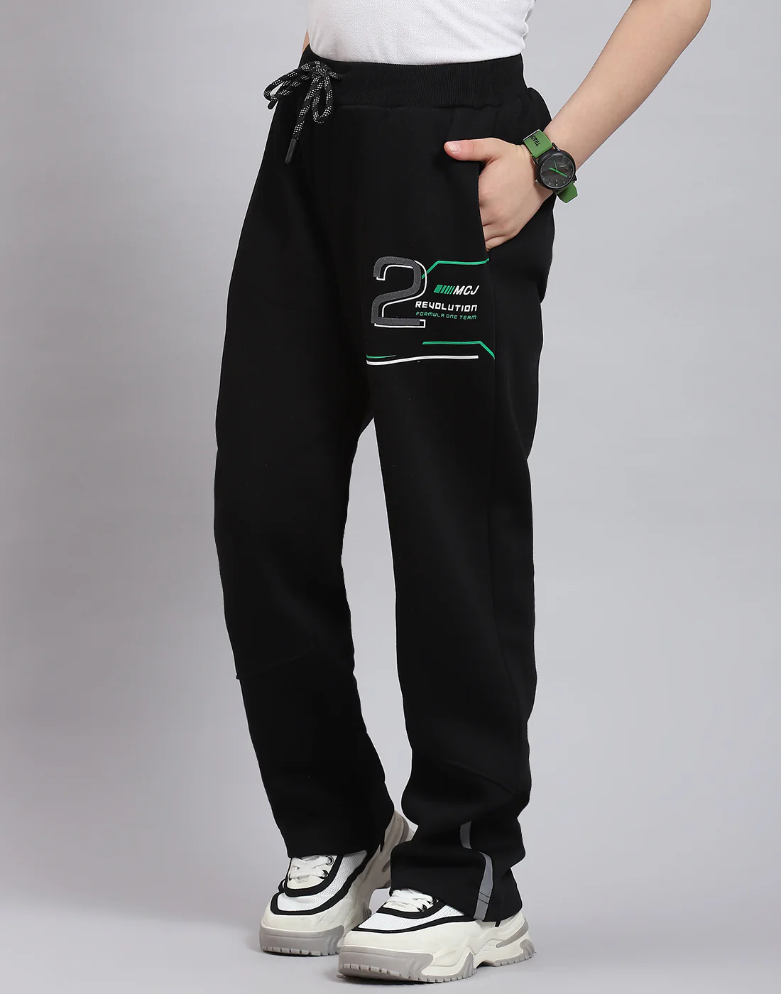 Boys Black Printed Regular Fit Lower