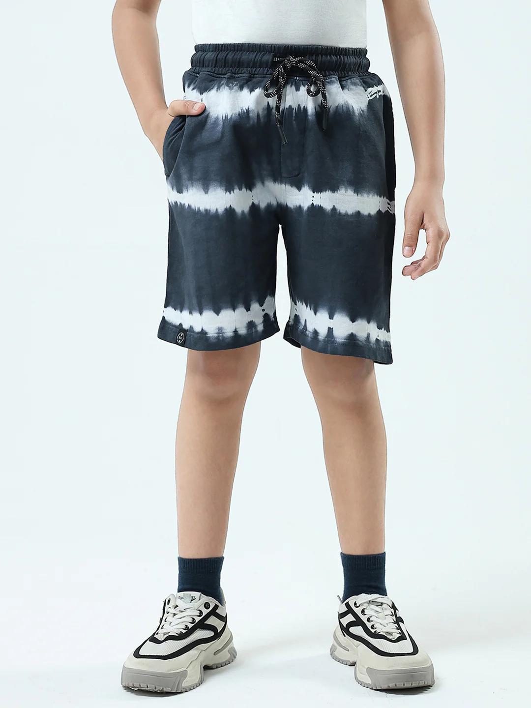 Boys Grey Printed Regular Fit Bermuda