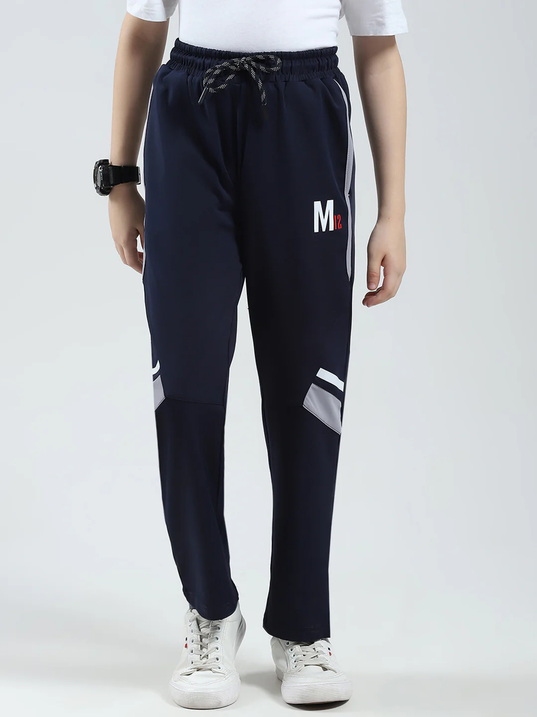 Boys Navy Blue Printed Regular Fit Lower