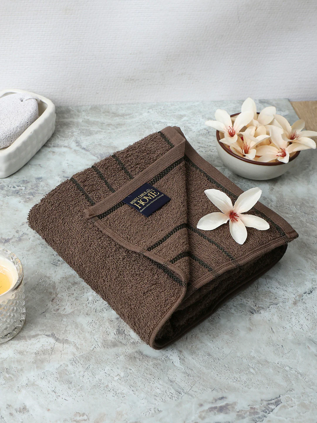 Brown Cotton Solid 350 GSM Bath Towel (Soho)