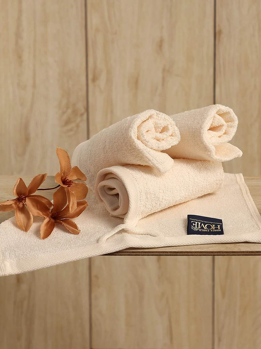 Cream Cotton Solid 600 GSM Face Towel (Pack of 4)