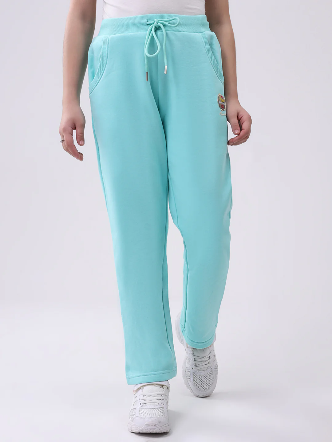 Girls Green Solid Regular Fit Lower