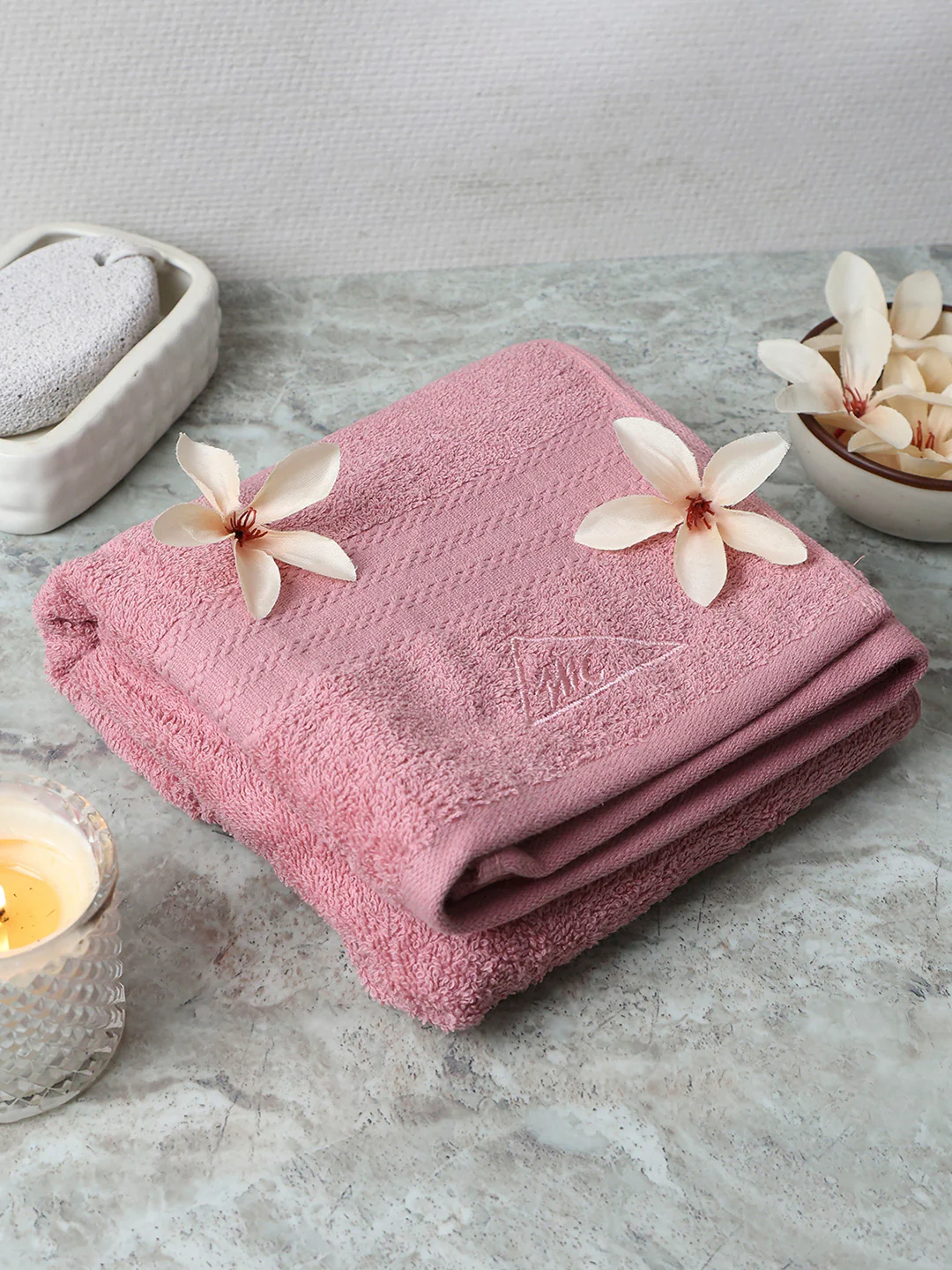Light Pink Cotton Solid 400 GSM Bath Towel (Jazz)