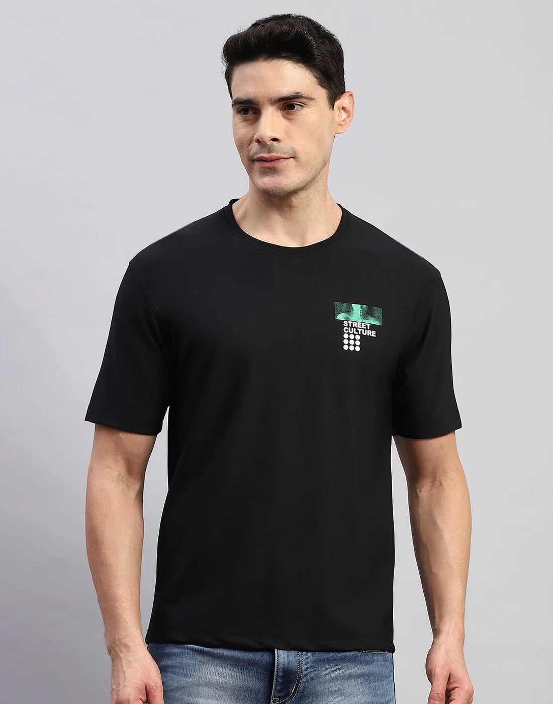 Rock.it Men Black Printed Round Neck Half Sleeve T-Shirt