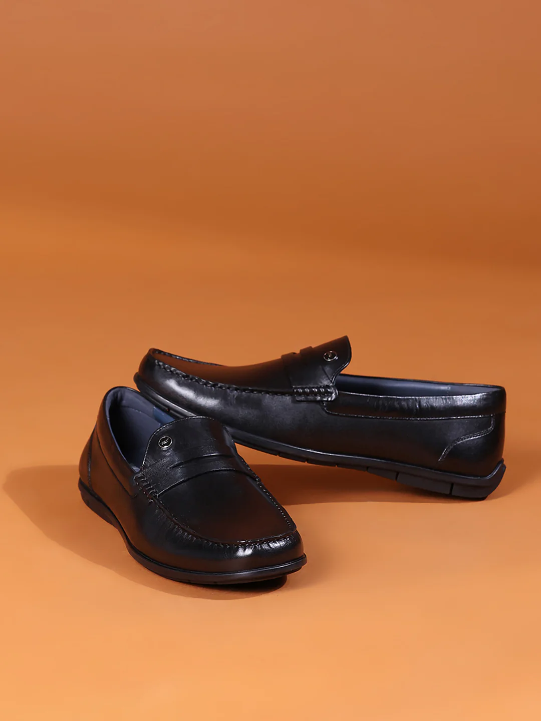 Men Black Slip on Genuine Leather Loafers