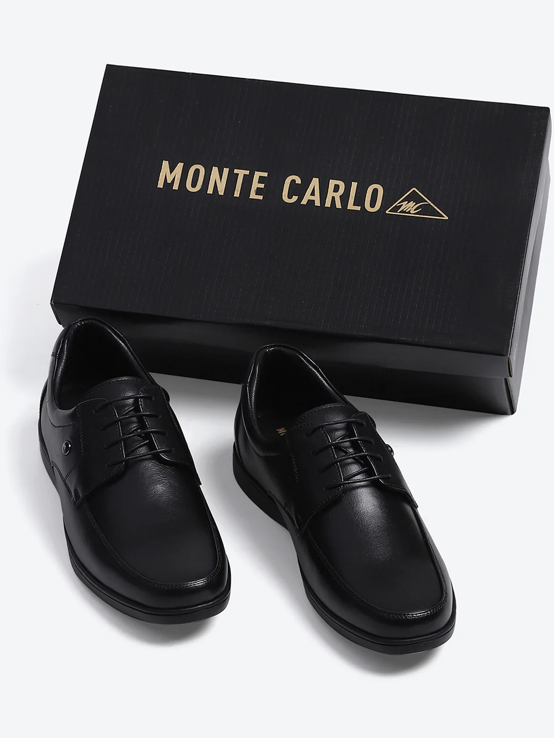 Men Black Solid Lace Up Genuine Leather Formal Derby
