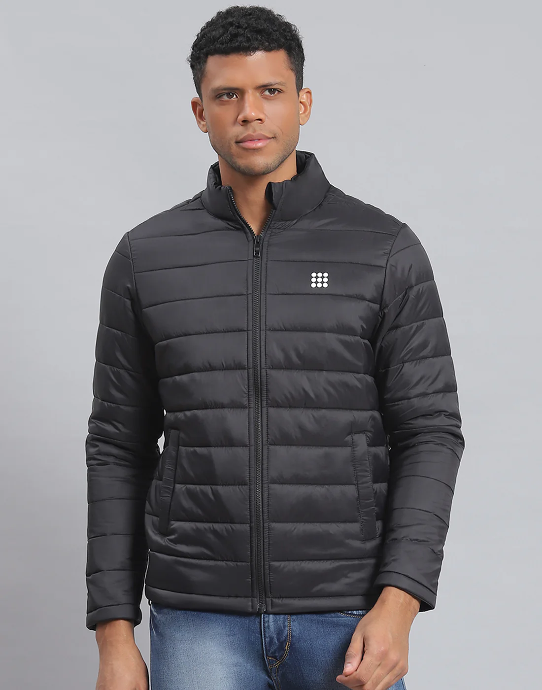 Rock.it Men Black Solid Stand Collar Full Sleeve Jacket