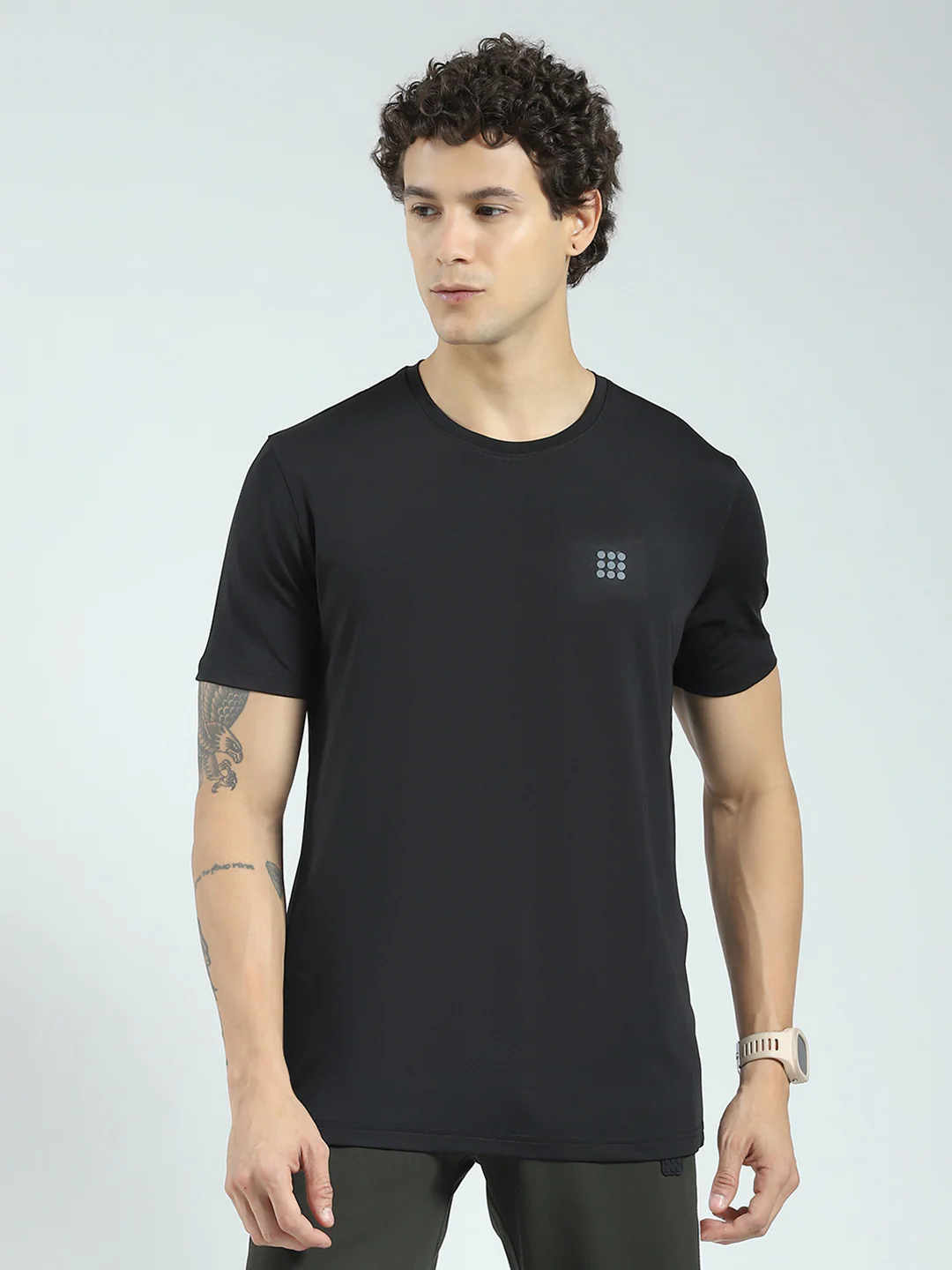 Rock.it Men Black Solid Round Neck Half Sleeve T-Shirt
