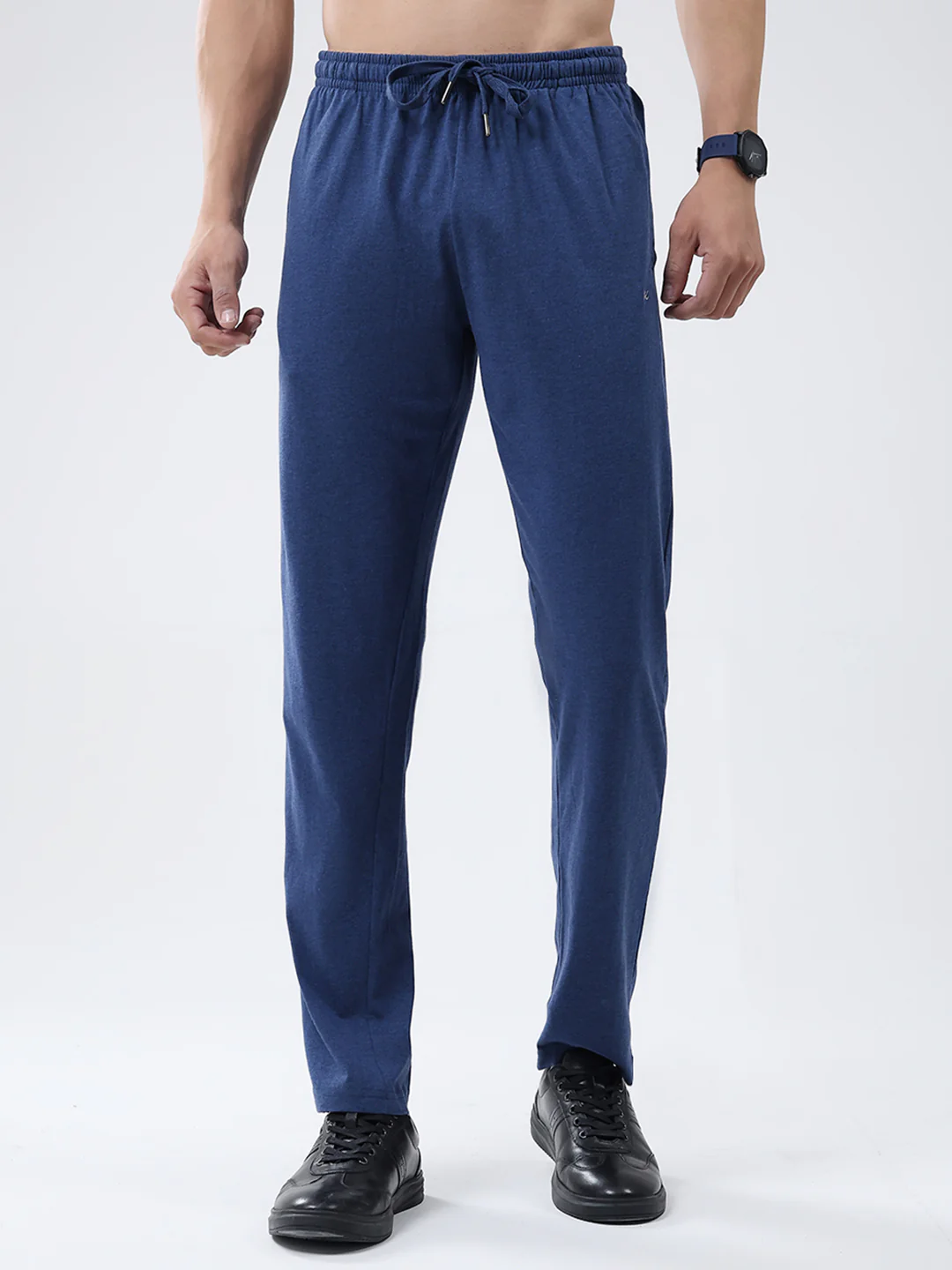 Men Blue Solid Regular Fit Lower