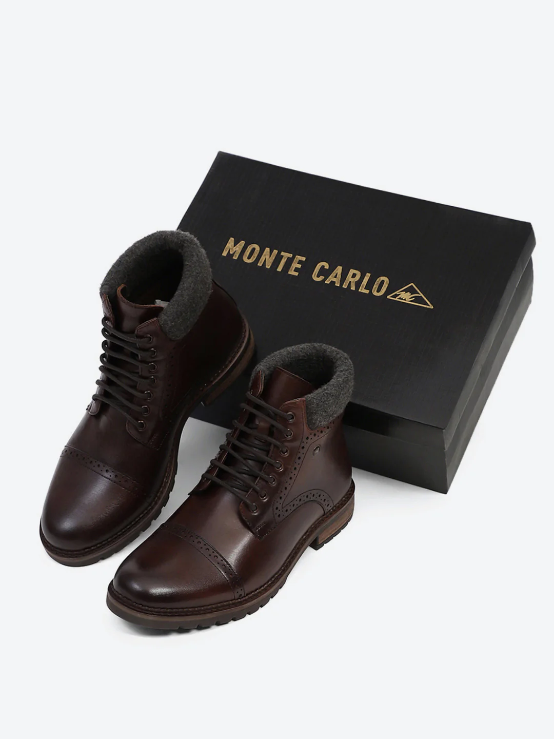 Men Brown Genuine Leather Lace Up Boots - Image 2