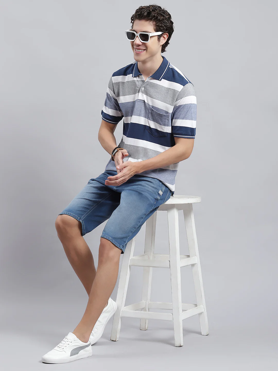 Men Denim Stripe T-Shirt