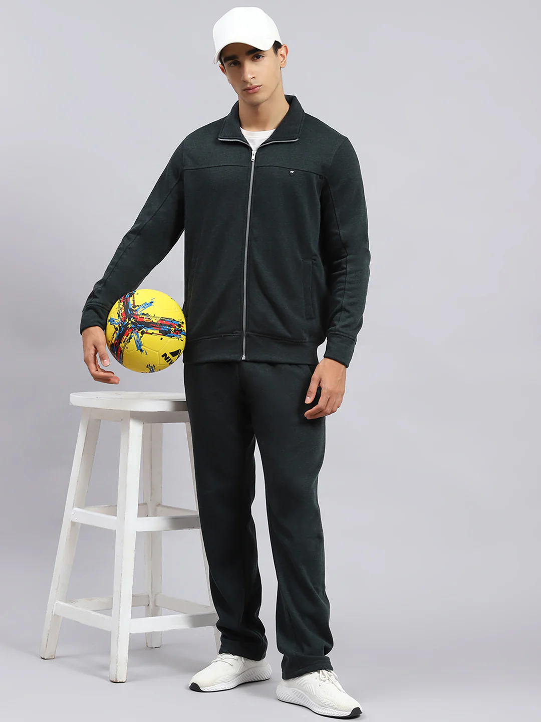 Men Green Plain Tracksuit