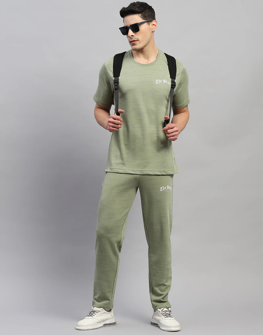 Rock.it Men Green Solid Round Neck Half Sleeve Lower Set
