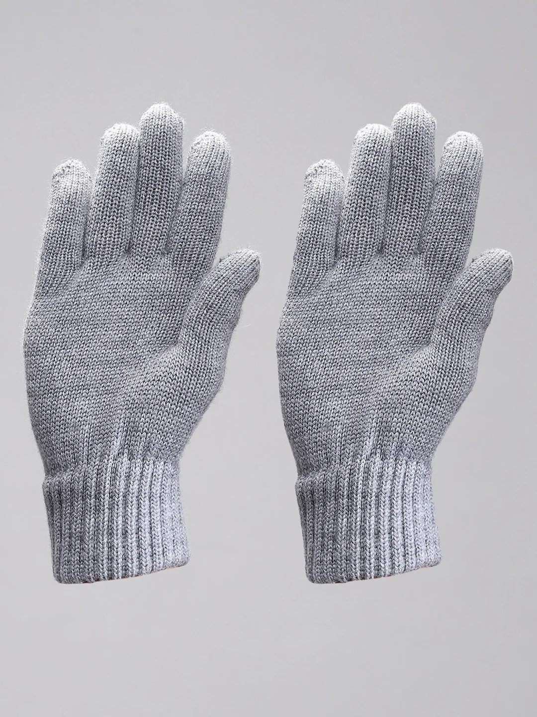 Men Grey Self Design Gloves