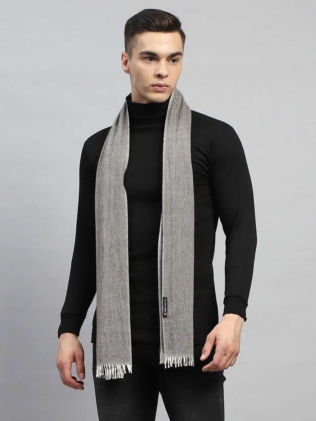 Men Grey Self Design Muffler