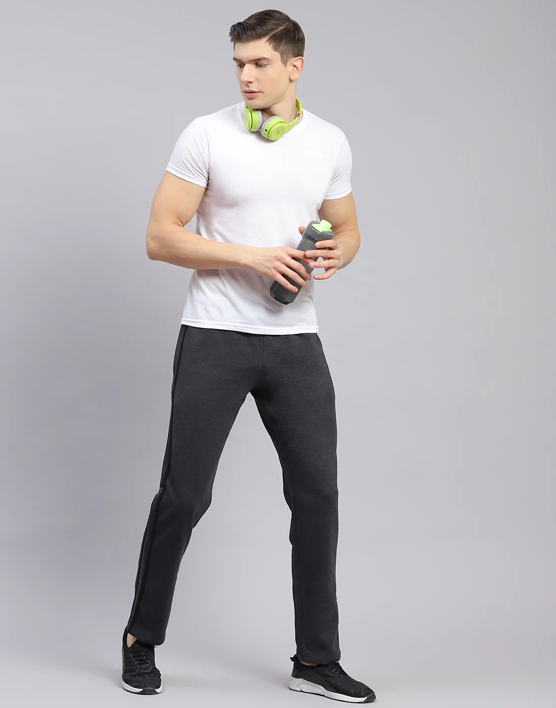 Men Grey Solid Regular Fit Winter Lower