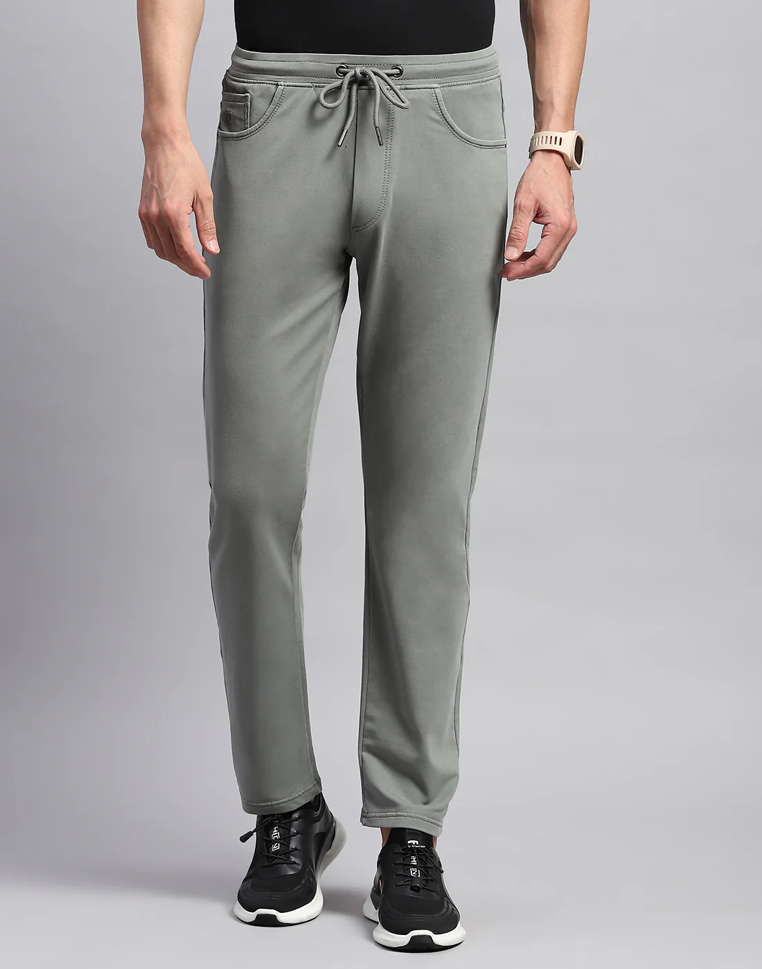 Men Grey Solid Regular Fit Lower