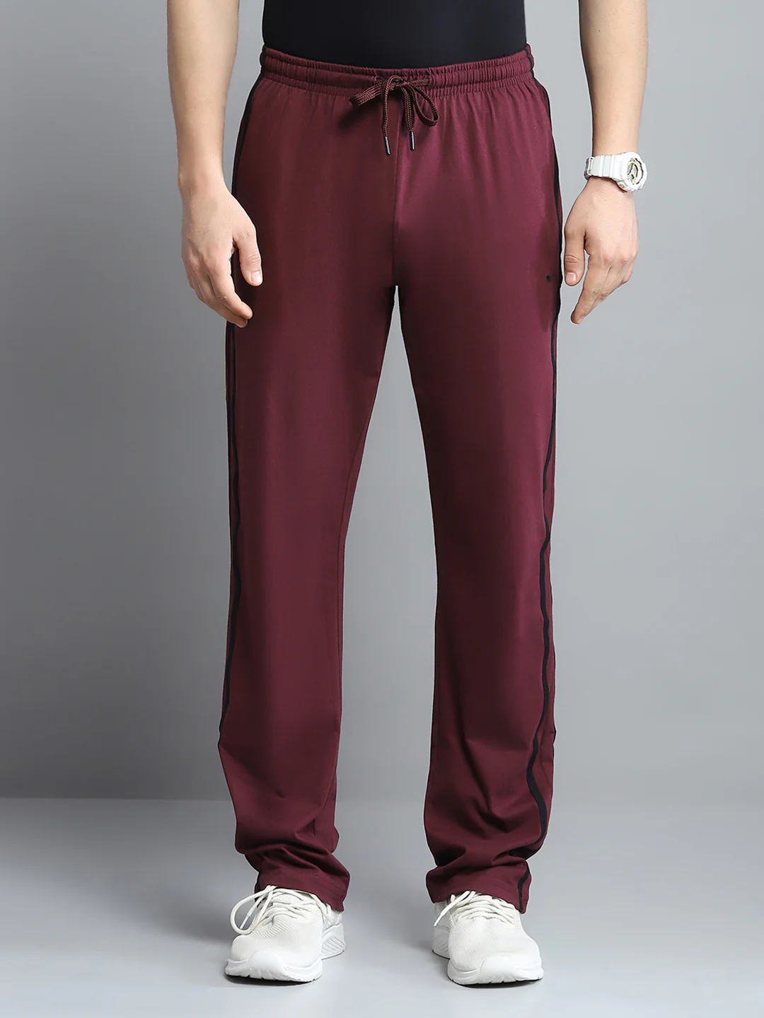 Men Maroon Solid Regular Fit Lower
