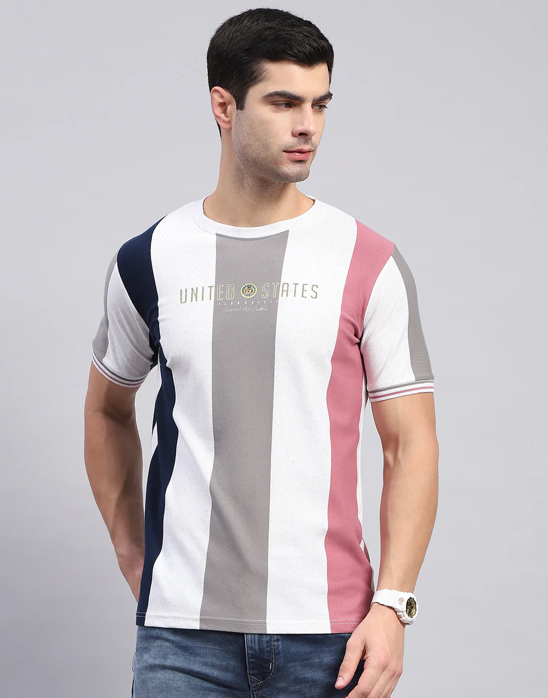 Men Multi Color Printed Round Neck Half Sleeve T-Shirt